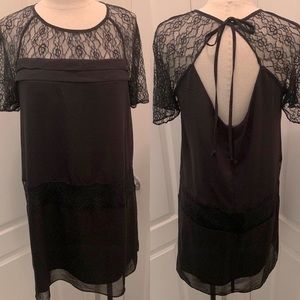 BCBGeneration Black Tunic Dress with Lace Details Front & Back